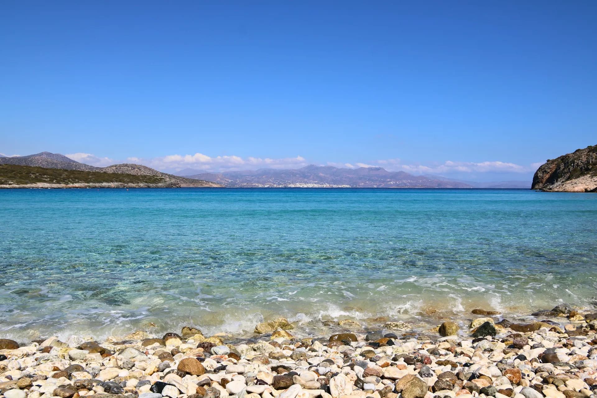 The rugged coastline of Crete with crystal clear turquoise waters